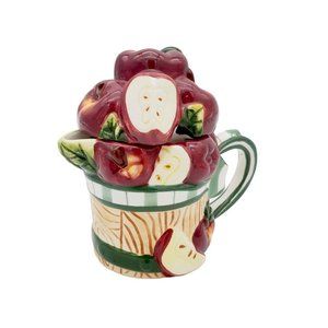 Young's Exclusive 1999 Apple Baskets Small Teapot Country Shelf Rustic‎ Ceramic